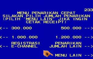 1. Silahkan masukkan PIN ATM BNI lalu pilih Menu Lain