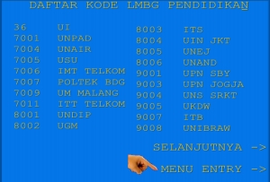 10. Akan muncul Daftar Kode Lembaga