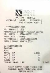 14. Akan muncul bukti pembayaran pada mesin ATM Bank Syariah