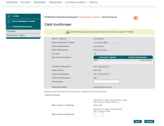 3. Input delapan digit nomor yang muncul ke BNI e secure