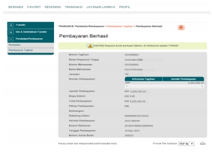 5. Untuk transaksi berhasil akan tampil layar Konfirmasi seperti berikut