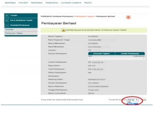 6. Selanjutnya simpan bukti pembayaran dengan format file yang akan di cetak