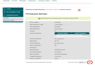 7. Lalu klik icon di atas untuk mendownload bukti pembayaran