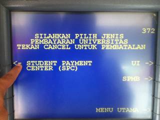 7. Pilih Student Payment Center sebagai jenis pembayaran universitas