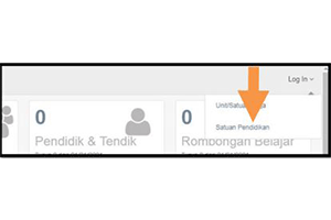 Pilih tulisan Log In kemudian pilih satuan pendidikan pada pojok kanan atas layar Handphone atau Laptop 1