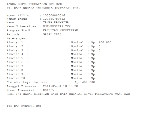 bukti pembayaran ukt unsoed