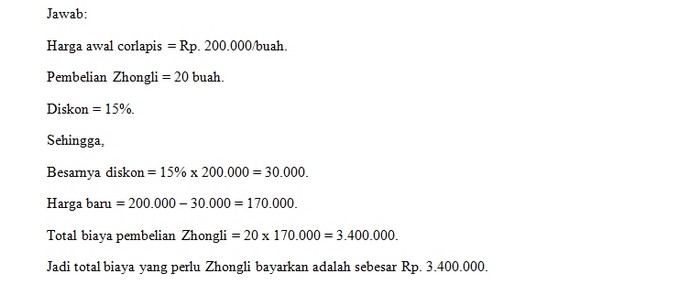 Jawaban Contoh Soal 2 Diskon