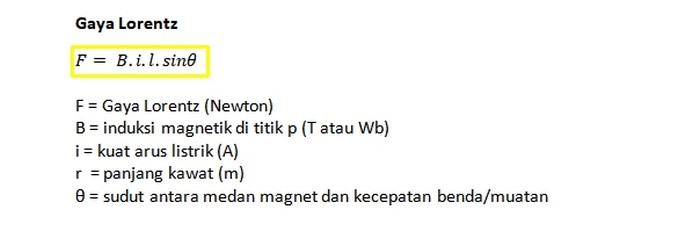 Rumus Gaya Lorentz Magnetik
