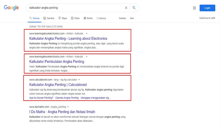 2.Kemudian pilihlah salah satu website dari hasil pencarian.
