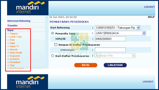 2. Pilih Menu Bayar Pendidikan