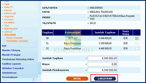 4. Cek Tagihan UKT Unsri