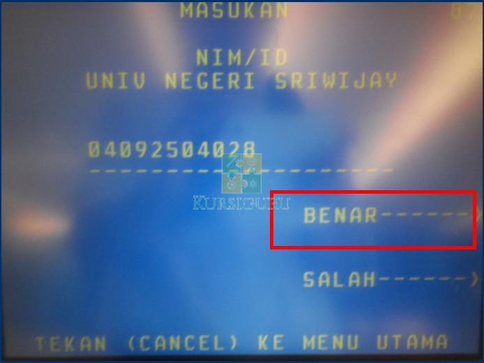 6. Masukkan NIM Unsri
