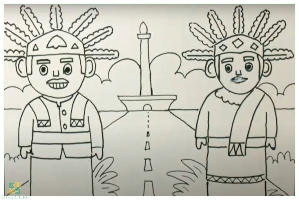 Gambar Mewarnai Ondel Ondel Sepasang 02