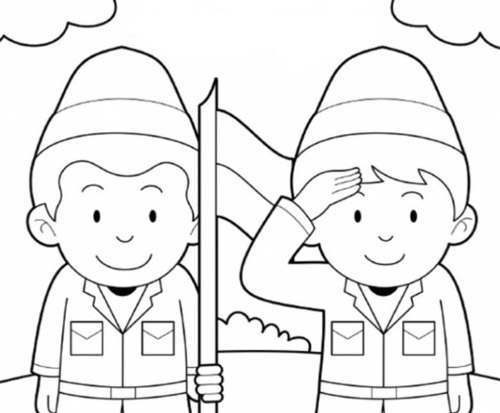Gambar Mewarnai Tema Hari Pahlawan Untuk Anak PAUD