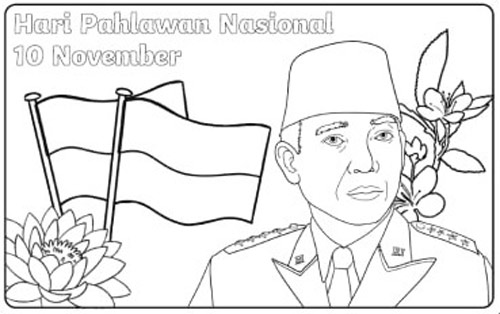 Gambar Mewarnai Tema Hari Pahlawan Untuk Anak SD