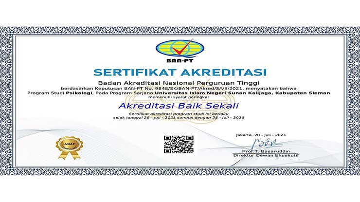 Sertifikat Akreditasi Psikologi UIN Sunan Kalijaga