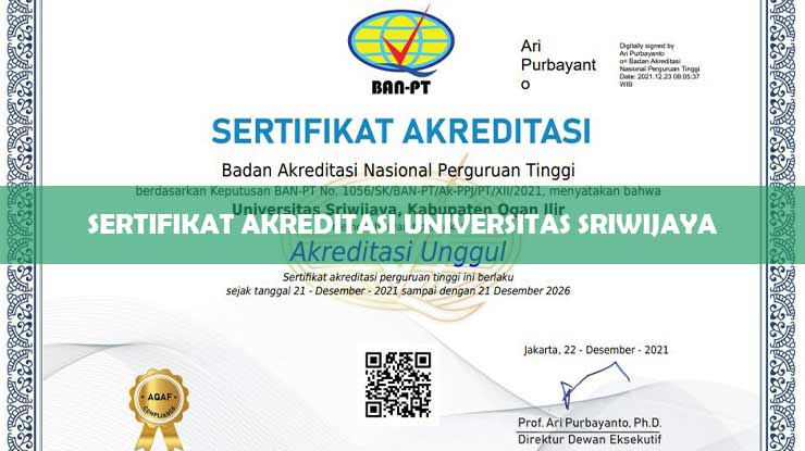 Sertifikat Akreditasi Universitas Sriwijaya