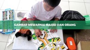 gambar mewarnai masjid dan orang